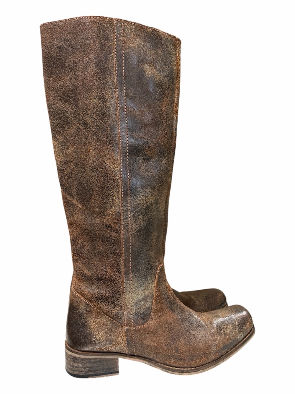 Diba True Left Field Distressed Leather Tall Knee High Square Toe Boots Size 10